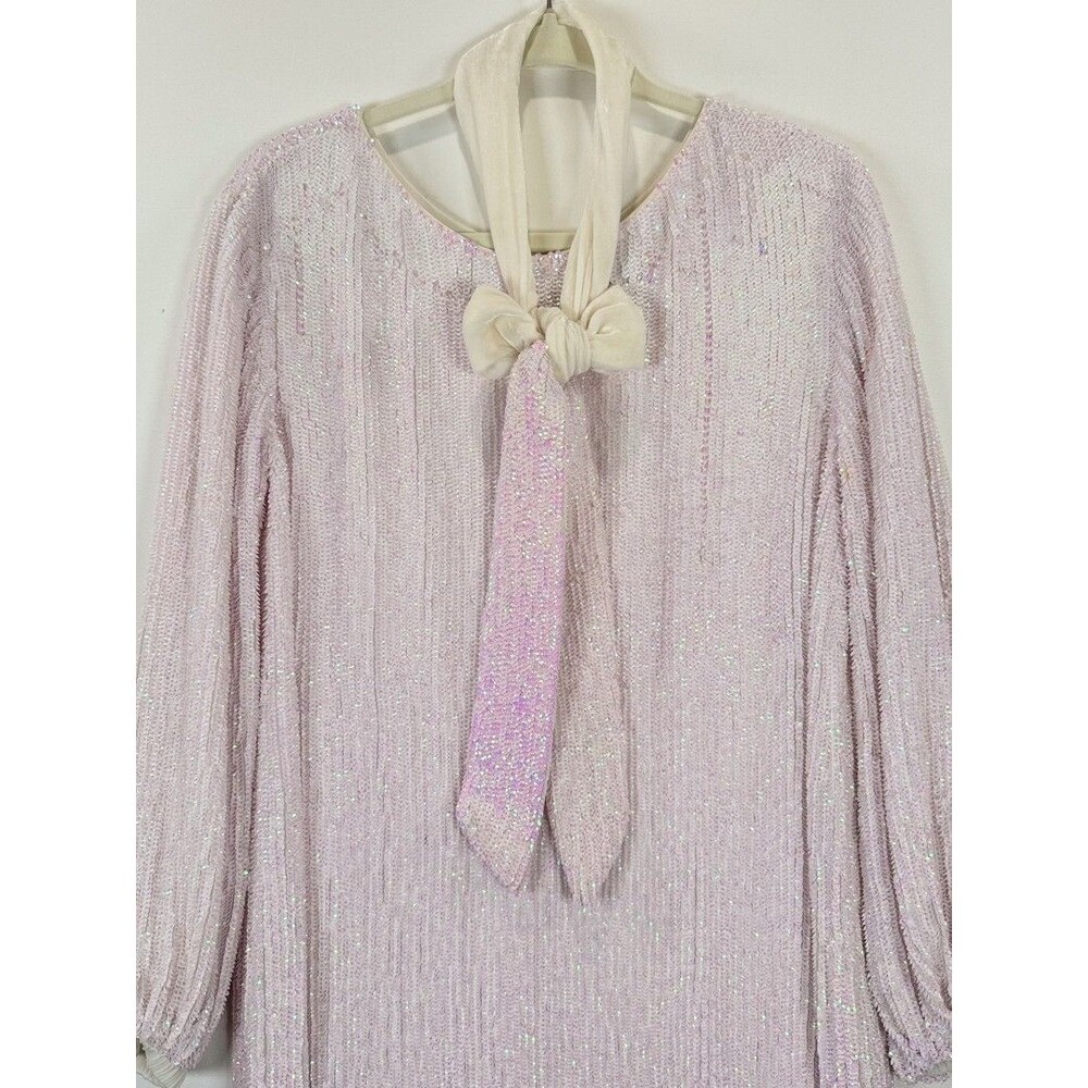 Retrofete Womens Dress Pink Grace Sequin Allover Mini Velvet Tie Belt Party XS - Picture 10 of 16